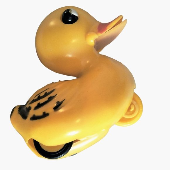 Yellow Duck Friction Toy Plastic Moving Eyes beak Anthropomorphic Vintage 1950 - Picture 10 of 12